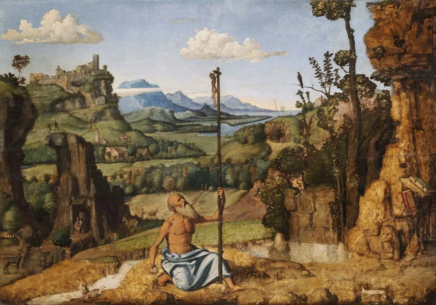 Pyhä Jerome katumusharjoituksessa autiomaassa - Cima da Conegliano