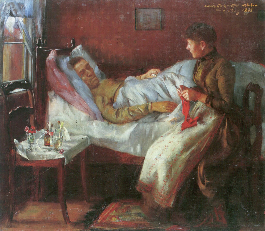Taiteilijan isä sairasvuoteellaan - Lovis Corinth