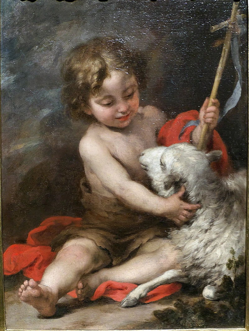 Pieni Pyhä Johannes leikkimässä lampaan kanssa - Bartolomé Esteban Murillo