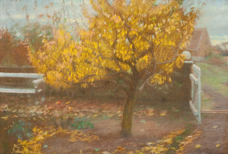 Päärynäpuu Ancherin etupihalla syksyllä. - Anna Ancher