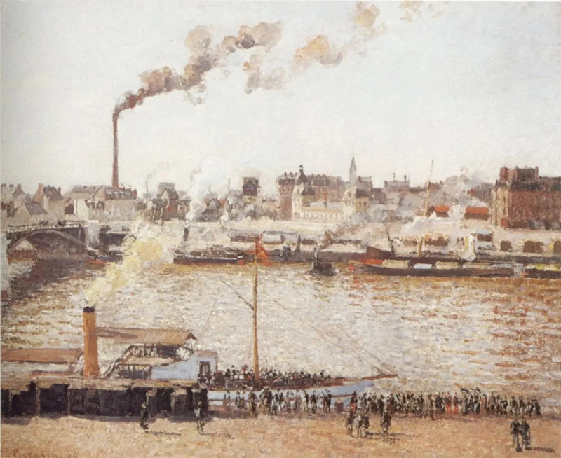 Boieldieu-silta ja Orléansin asema, Rouen, aamu, aurinko - Camille Pissarro