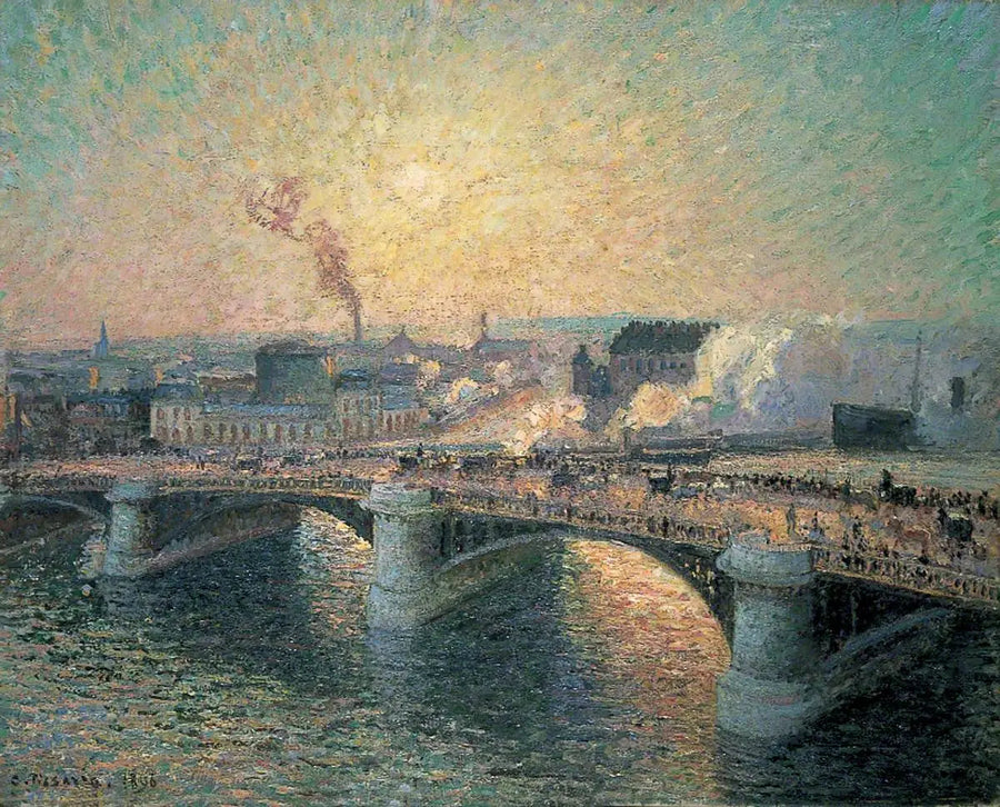 Boieldieu-silta, Rouen, Auringonlasku - Camille Pissarro