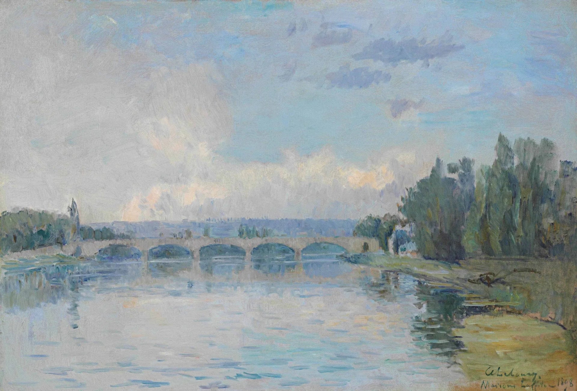 Le Pont de Maisons-Laffitte - Albert Lebourg image 1 copie de tableau peinte à la main