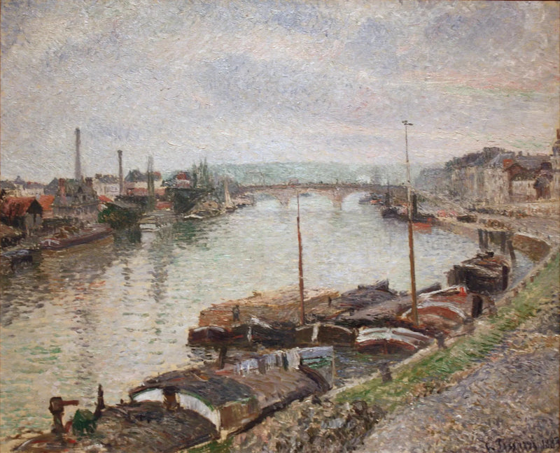 Kivisilta ja huvilat Rouenissa - Camille Pissarro