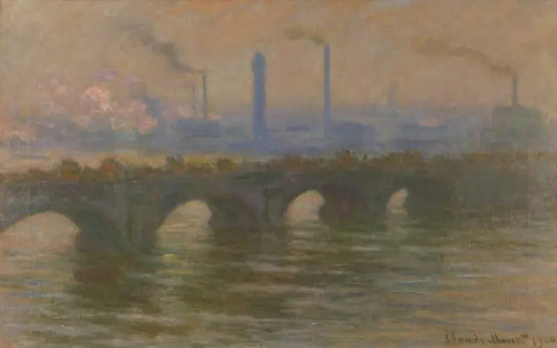 Waterloon silta, pilvinen sää - Claude Monet