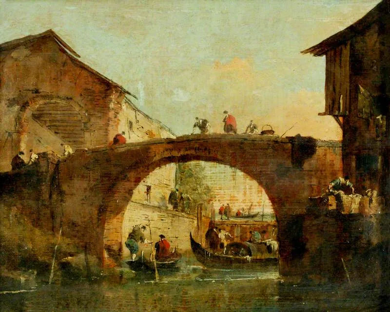 Dolojoen silta Brenta-joella (Porta del Dolo) - Francesco Guardi