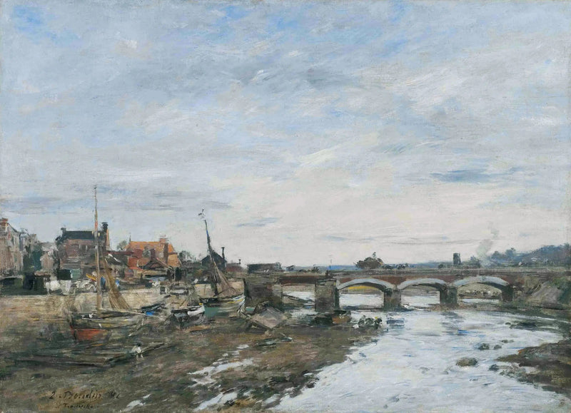 Touques-joen silta Trouvilleissä - Eugène Boudin