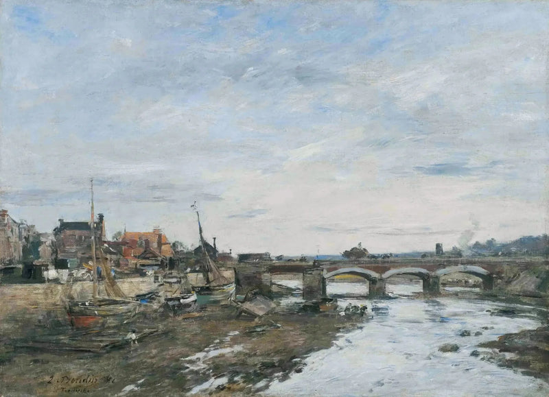 Touques-joen silta Trouvilleissä - Eugène Boudin
