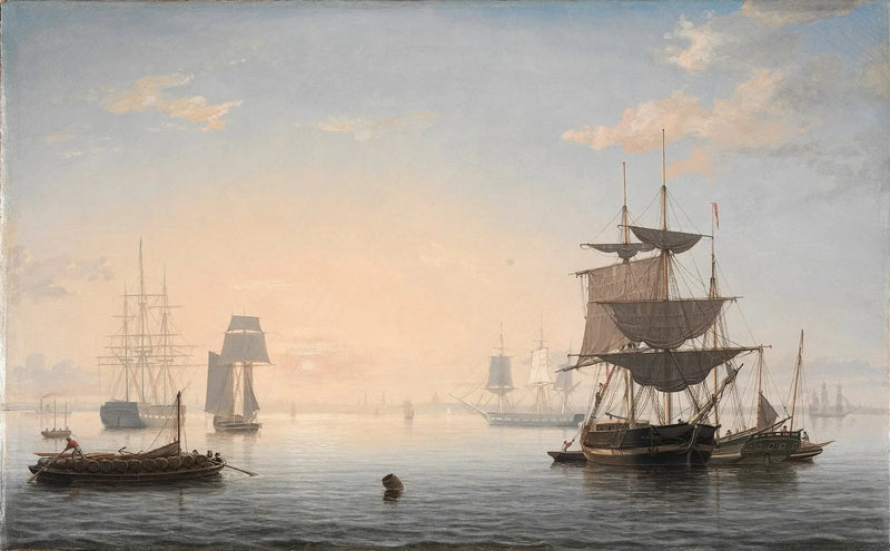 Bostonin satama, kaupunki taustalla - Fitz Henry Lane