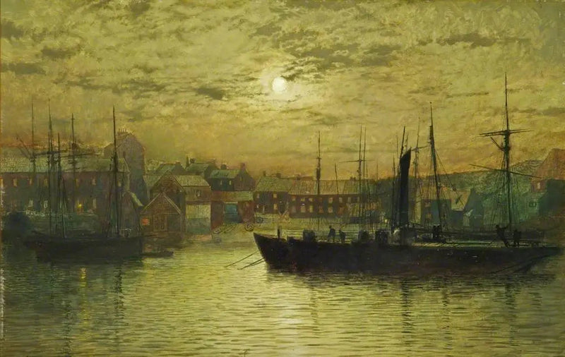 Whitbyn satama kuutamossa - John Atkinson Grimshaw