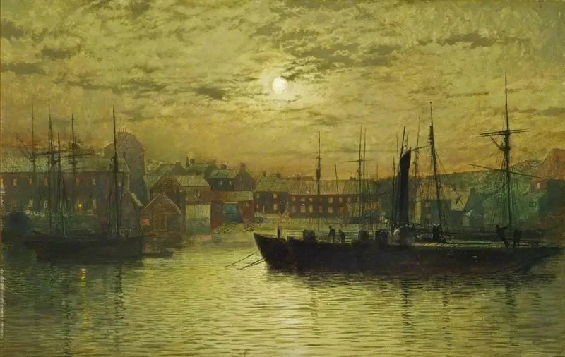 Whitbyn satama kuutamossa - John Atkinson Grimshaw