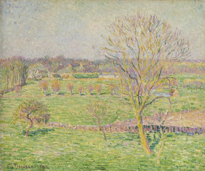 Niitty ja suuri pähkinäpuu, kevät, Eragny - Camille Pissarro