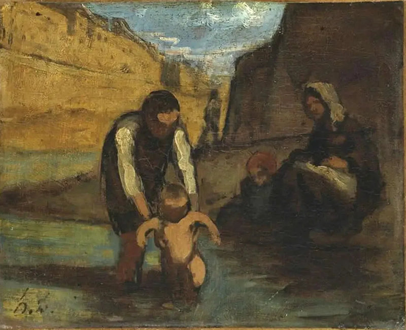Ensimmäinen kylpy - Honoré Daumier