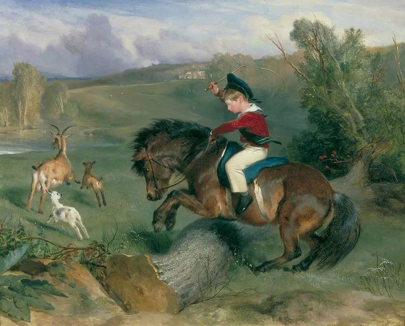 Ensimmäinen hyppy, Lord Alexander Russell hänen ponillaan « Emerald » - Edwin Henry Landseer