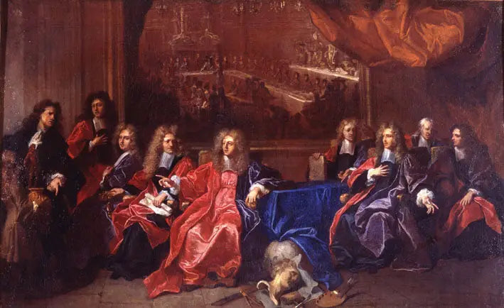 Pormestari ja Pariisin kaupunginvaltuutetut päättämässä juhlapäivästä Louis XIV:n illallisen kunniaksi kaupungintalolla hänen paranemisensa jälkeen vuonna 1689 - Hyacinthe Rigaud