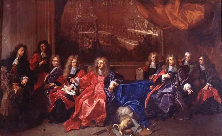 Pormestari ja Pariisin kaupunginvaltuutetut päättämässä juhlapäivästä Louis XIV:n illallisen kunniaksi kaupungintalolla hänen paranemisensa jälkeen vuonna 1689 - Hyacinthe Rigaud
