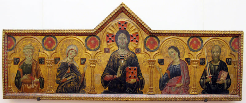 Vapahtaja Neitsyen ja kolmen pyhimyksen välillä - Cosimo Rosselli