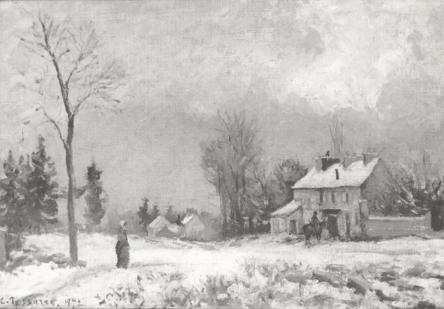 Postiasema, Versaillesin tie, Louveciennes, lumi - Camille Pissarro