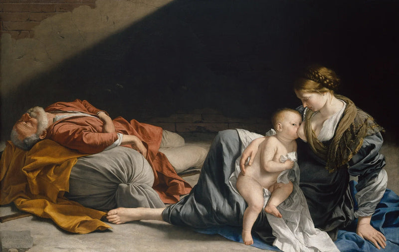 Pyhän perheen lepo Egyptiin pakomatkalla - Orazio Gentileschi