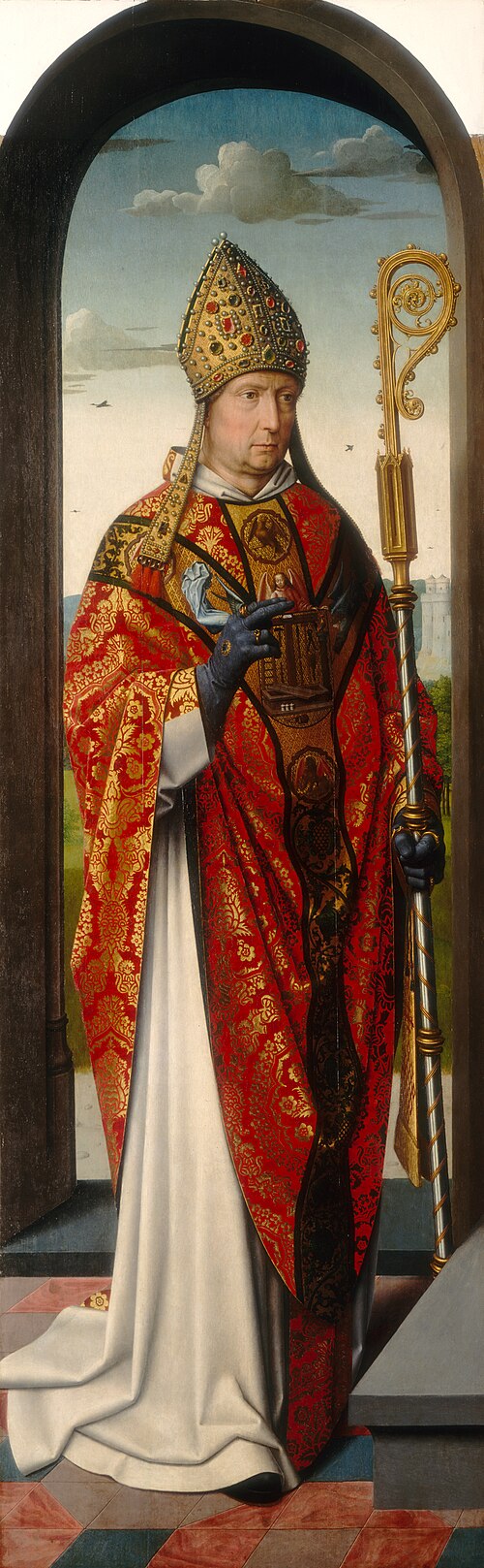 Le retable de Sainte-Anne : Saint Nicolas [panneau de gauche] - Gérard David image 1 copie de tableau peinte à la main