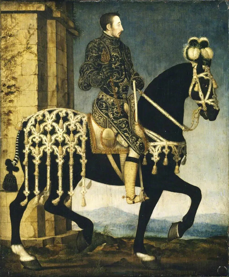 Ranskan kuningas Henrik II (1519-1559) ratsain - François Clouet
