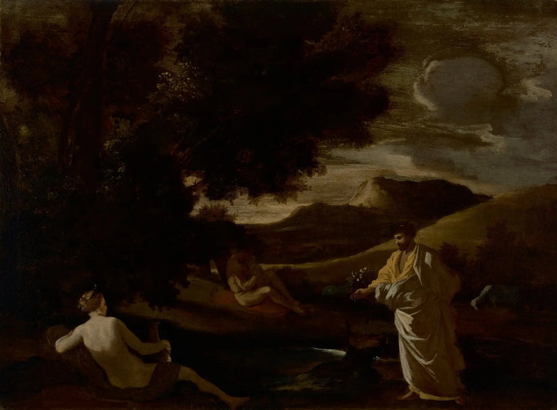 Kuningas Midas muuttaa tammenoksan kullaksi - Nicolas Poussin