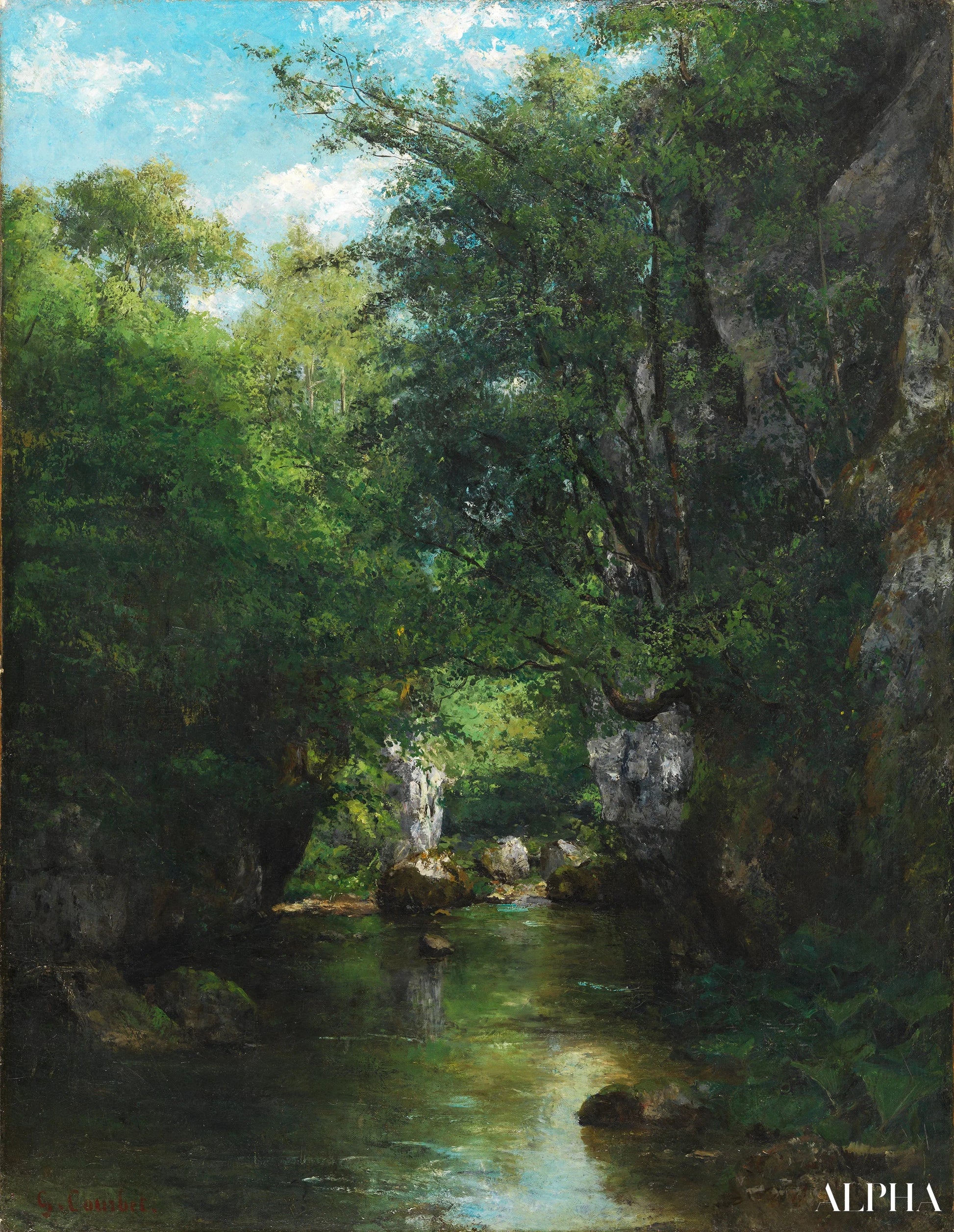 Le ruisseau - Gustave Courbet - Korkealaatuiset taulujen ja maalauksien reproduktiot