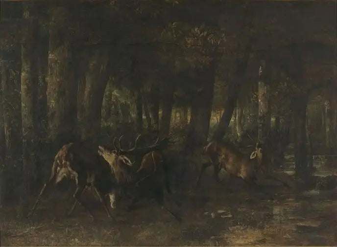 Kevään rutti. Hirvien taistelu - Gustave Courbet