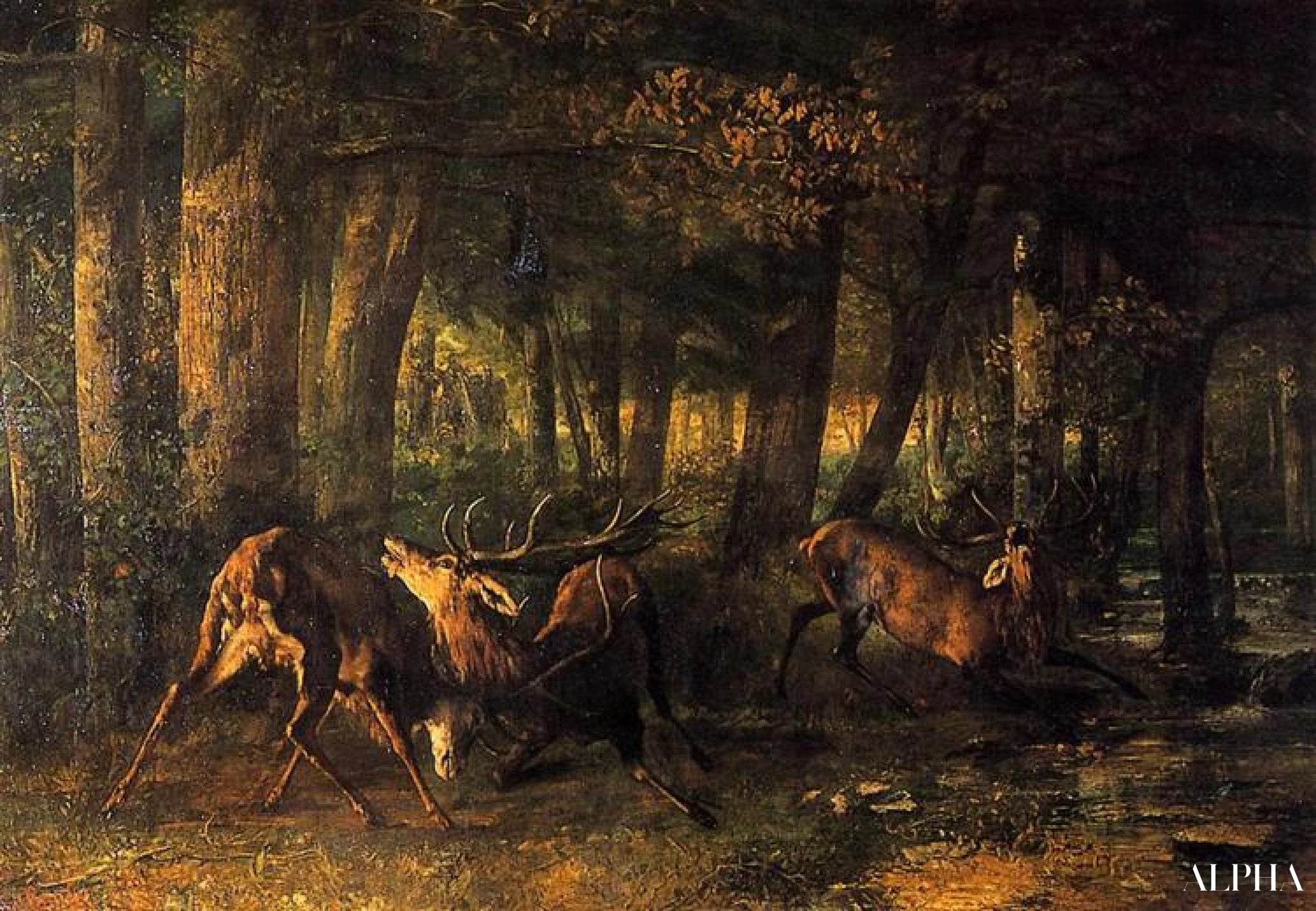 Kevään rutto Sarvijoukkosota - Gustave Courbet - Korkealaatuiset taulujen ja maalauksien reproduktiot