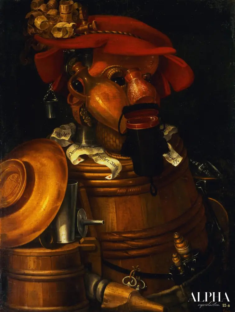 Le serveur : Un assemblage anthropomorphique d'objets liés à la viticulture - Arcimboldo - Reproductions de tableaux et peintures haut de gamme