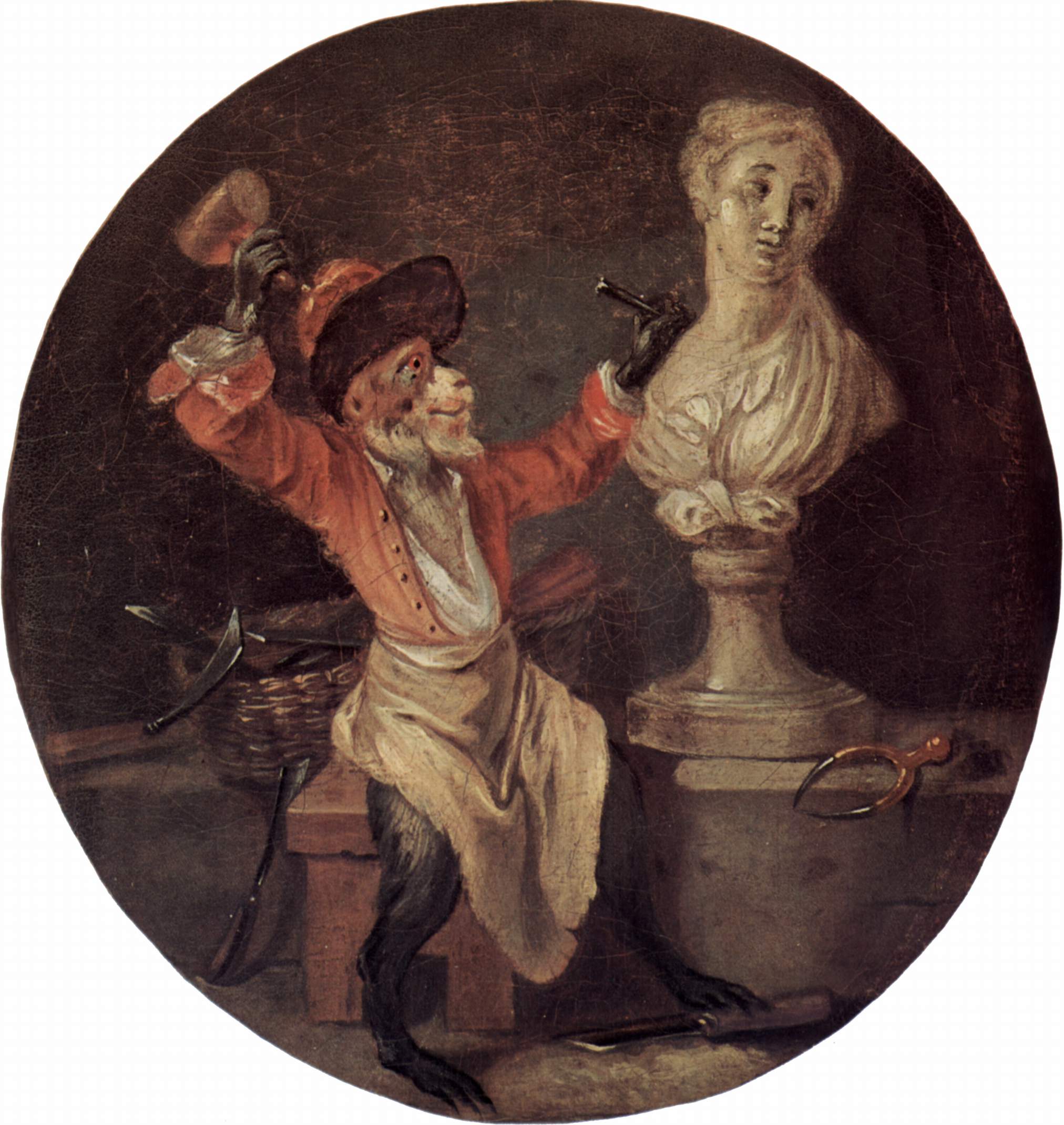 Le Singe sculpteur - Antoine Watteau - Alpha Reproduction