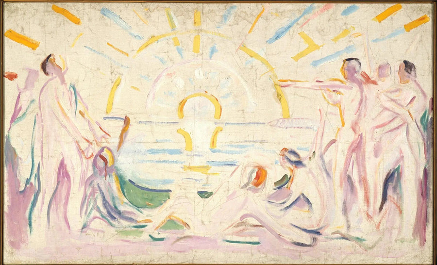 Aurinko ja alastomien miesten herääminen - Edvard Munch