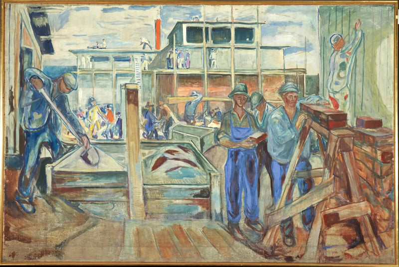 Talvinen studio rakenteilla - Edvard Munch