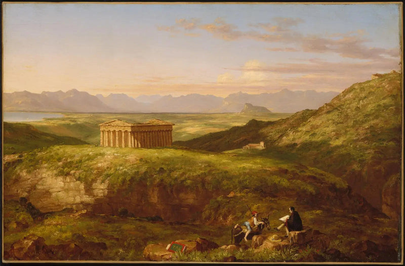 Ségesten temppeli ja taiteilija piirtämässä - Thomas Cole