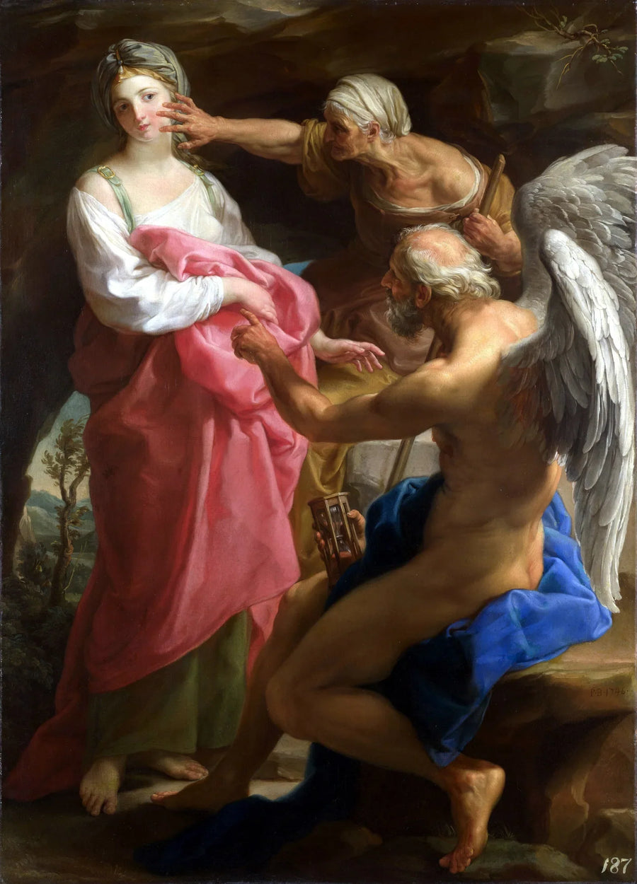 Aika käskee ikääntymistä tuhoamaan kauneuden - Pompeo Batoni