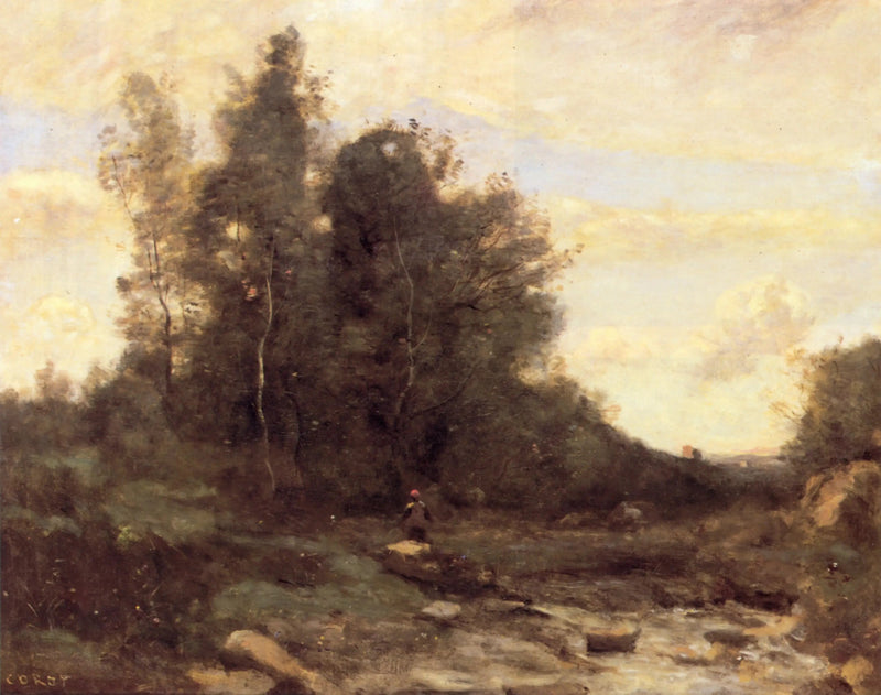 Kivinen virta (Hämärä) - Jean-Baptiste Camille Corot