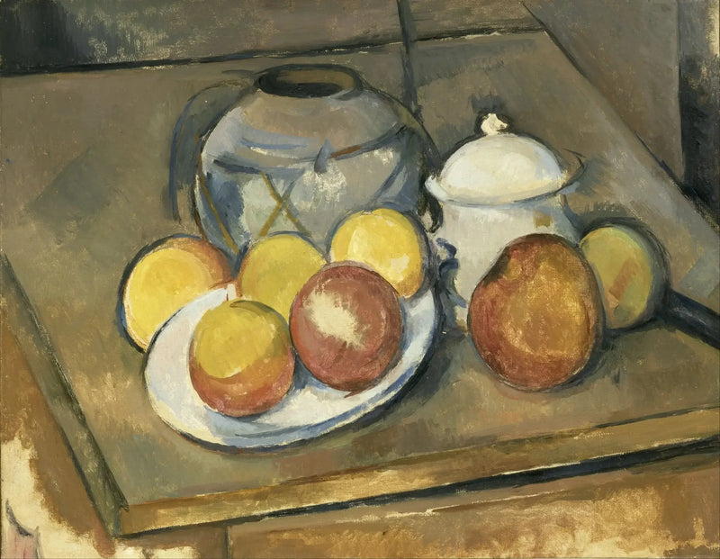 Olkipullo, sokerikko ja omenat - Paul Cézanne