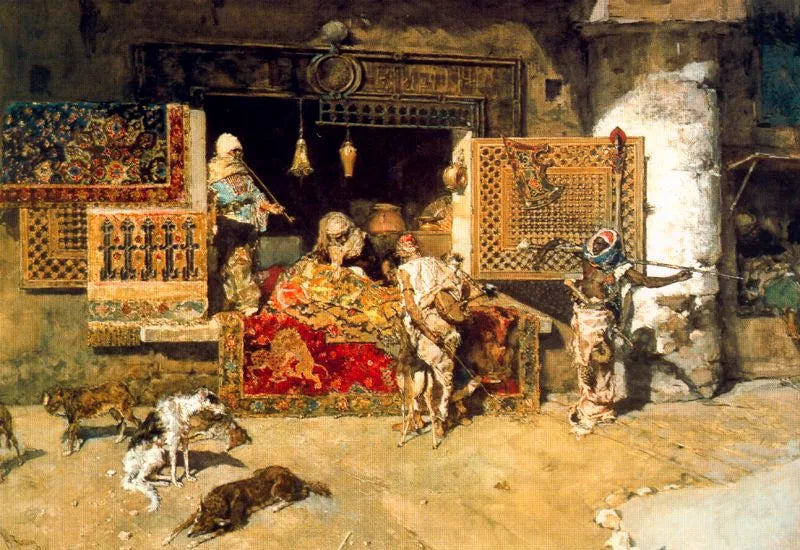 Le vendeur de tapisserie - Mariano Fortuny Marsal image 1 reproduction de peinture à l’huile