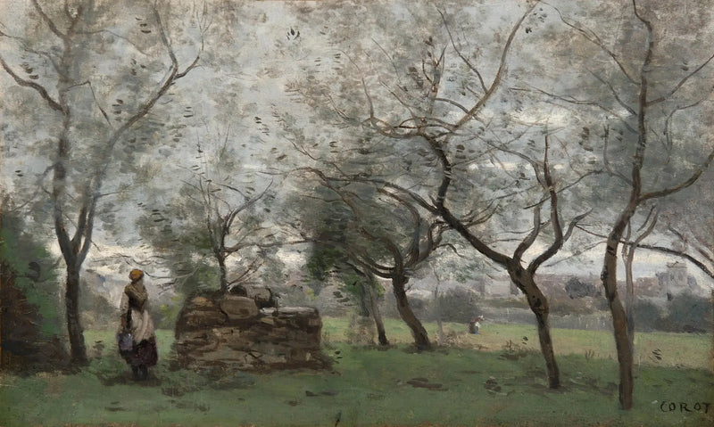 Hedelmätarha, Mantesin ympäristössä - Jean-Baptiste Camille Corot
