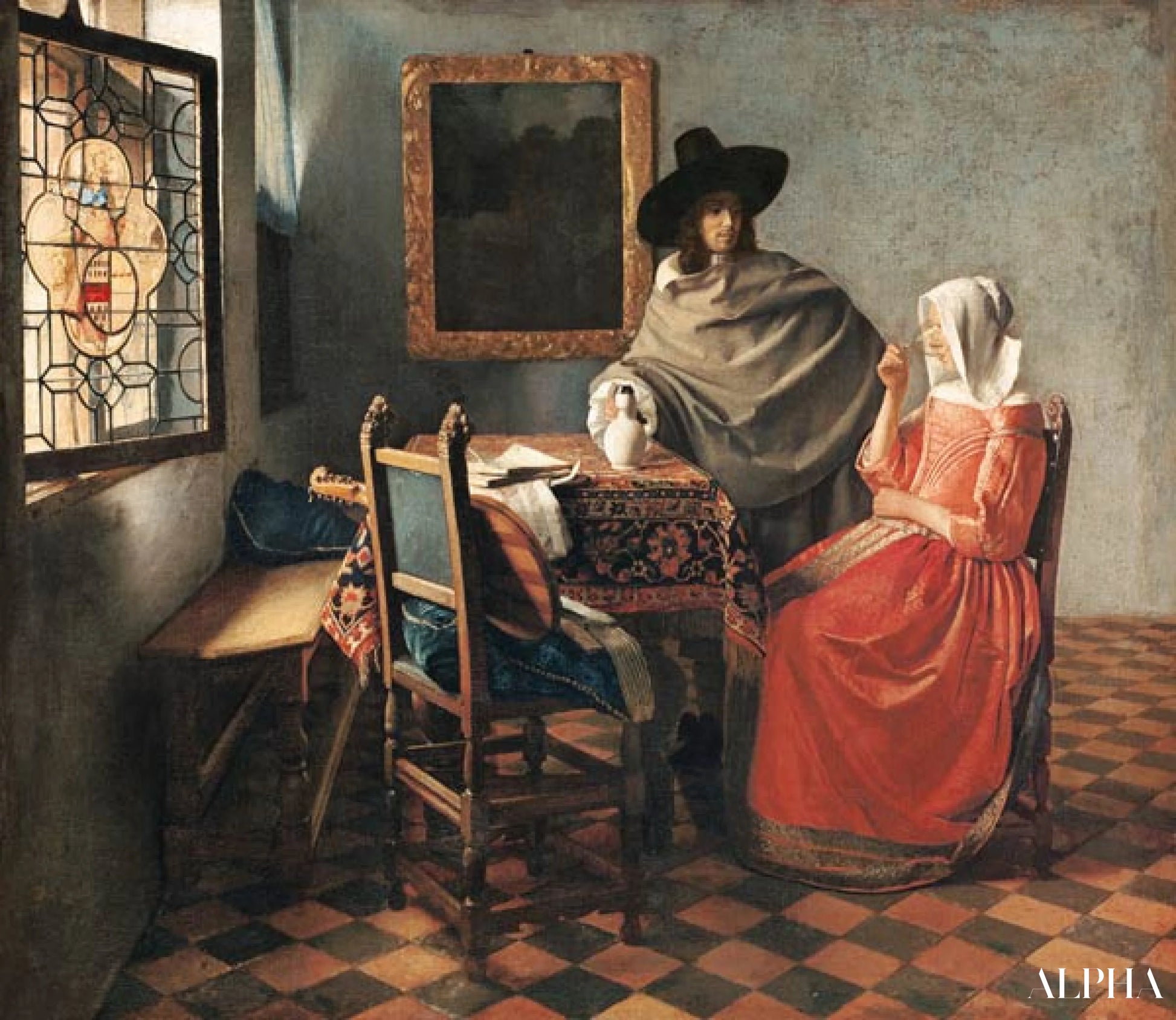 Viinilasi - Johannes Vermeer - Korkealaatuiset taulujen ja maalauksien reproduktiot