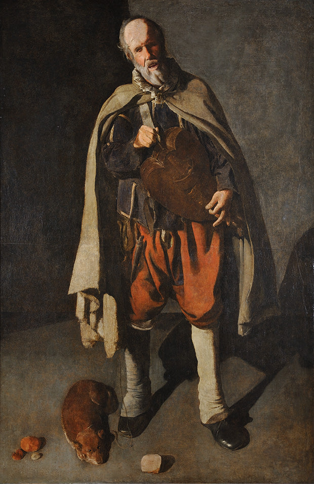 Vanha mies koiran kanssa - Georges de La Tour