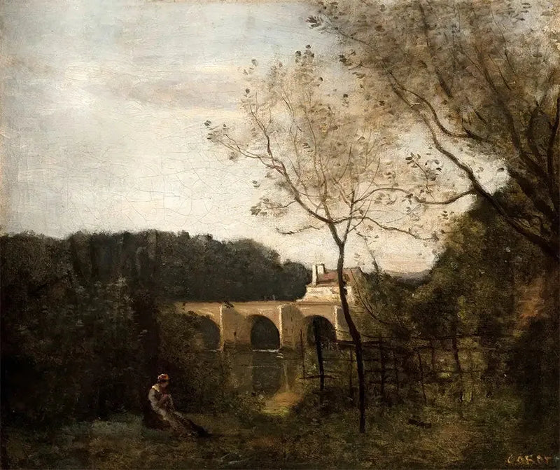 Vanha silta Mantesissa - Jean-Baptiste Camille Corot