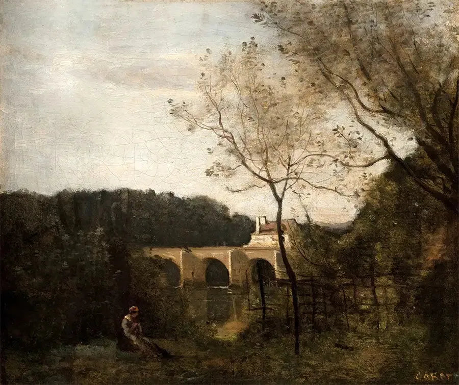 Vanha silta Mantesissa - Jean-Baptiste Camille Corot