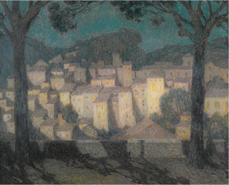 Kylä kuunvalossa (Bormes-les-Mimosasin esitys) - Henri Le Sidaner