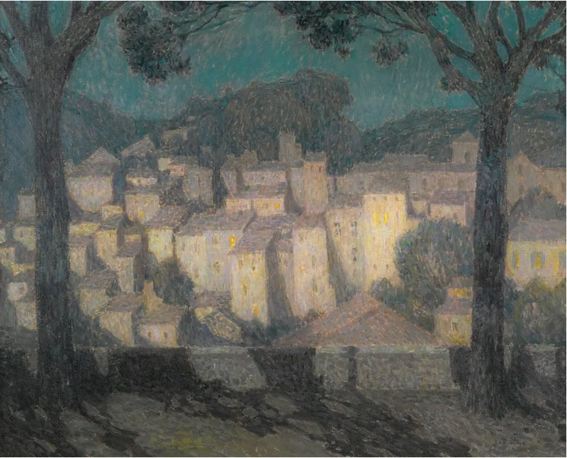 Kylä kuunvalossa (Bormes-les-Mimosasin esitys) - Henri Le Sidaner