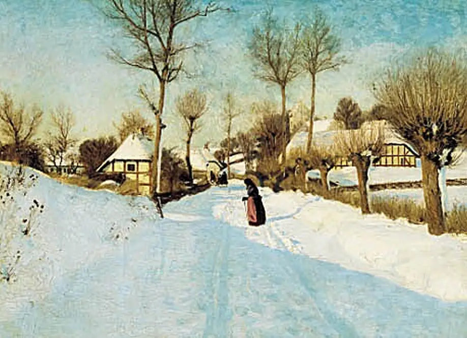 Le village en hiver. - H. A. Brendekilde image 1 reproduction artisanale de tableau