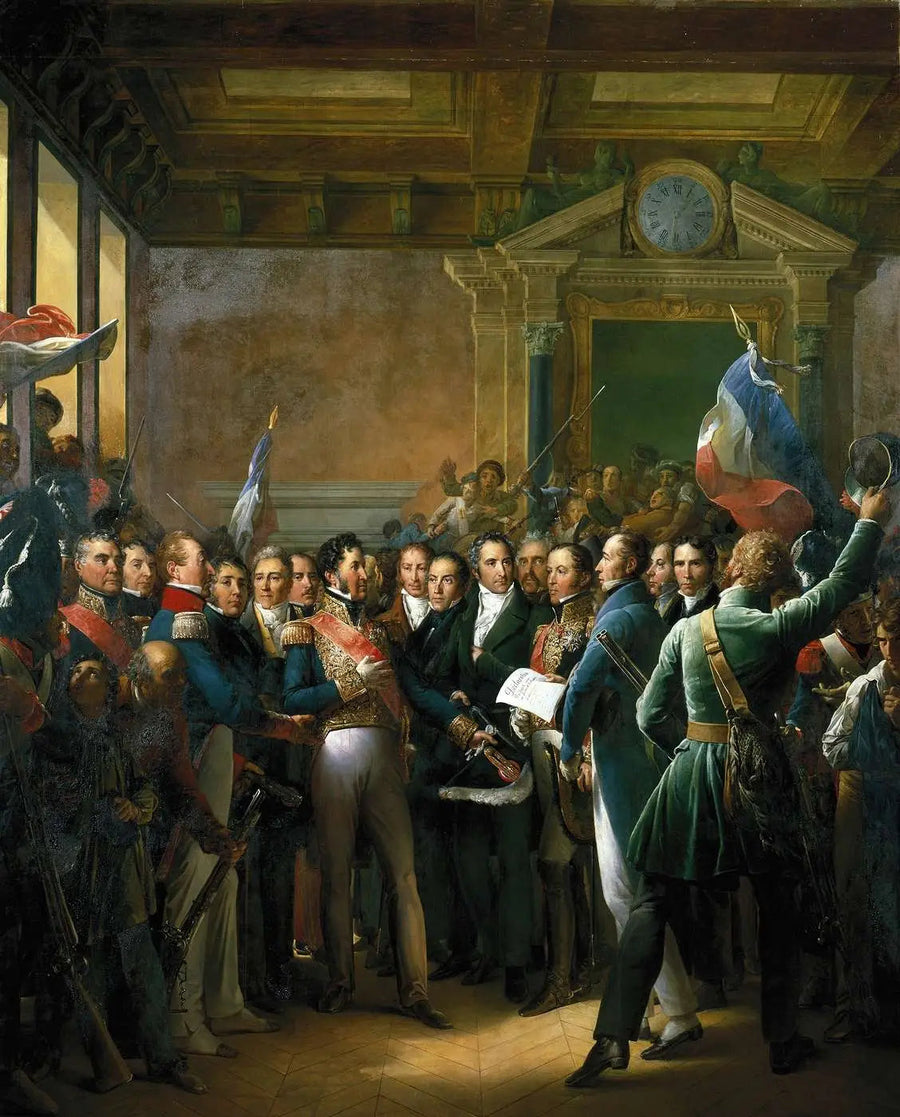 Lukeminen Pariisin kaupungintalolla edustajien julistuksesta ja Orléansin herttuan julistuksesta, kuninkaallisen kenraalin apulainen (31. heinäkuuta 1830) - François Gérard