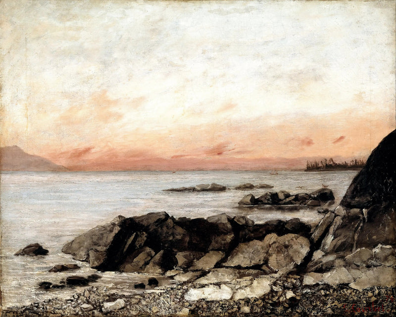 Léman auringonlaskussa - Gustave Courbet
