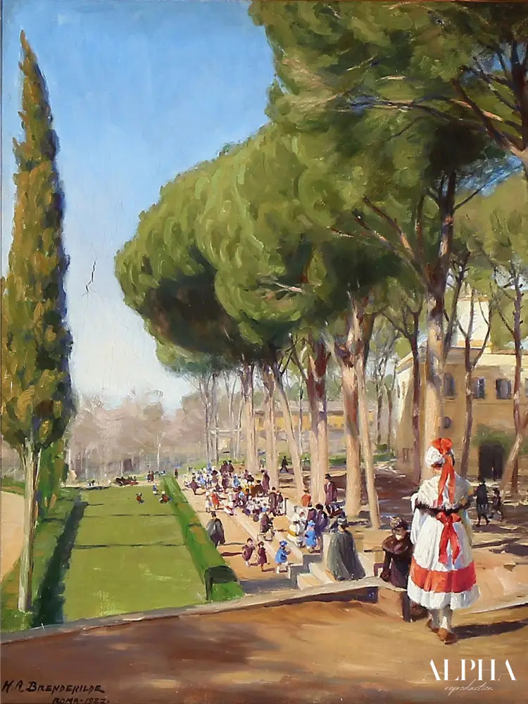 Len, "Journée d'été à la Villa Borghese à Rome" - Hans Andersen Brendekilde - Reproductions de tableaux et peintures haut de gamme