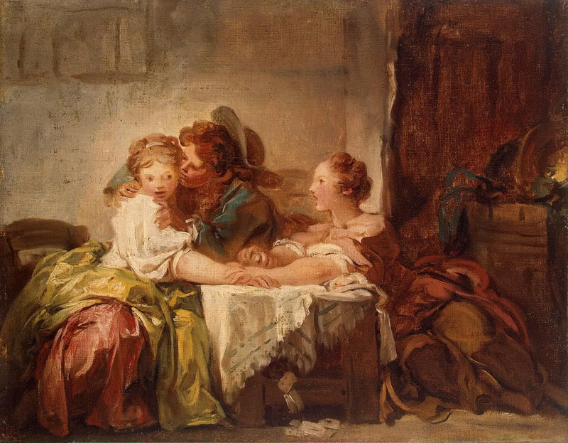 Kadonnut haaste vai voitettu suukko - Jean-Honoré Fragonard